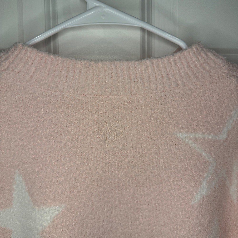 AS Revival Star Pattern Fuzzy Knit Cropped Sweater Light Pink Size Small - Picture 7 of 7